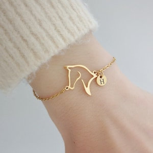 Personalisiertes Initialen- und Pferdearmband Edelstahlarmband Reitschmuck Abschlussgeschenk Geschenk für Pferdemama