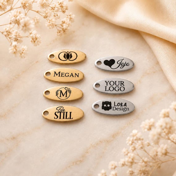 Custom Logo Tag Oval Charm Stainless Steel Jewelry Custom-Made Tags Jewelry Making 5x12mm Oval Wholesale Prices Jewelry Supplies