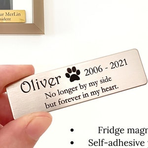 Personalized Memorial Plaque Fridge Magnet Artist Frame Plaque in Stainless Steel Mourning Gift