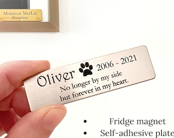 Personalized Memorial Plaque Fridge Magnet Artist Frame Plaque in Stainless Steel Mourning Gift