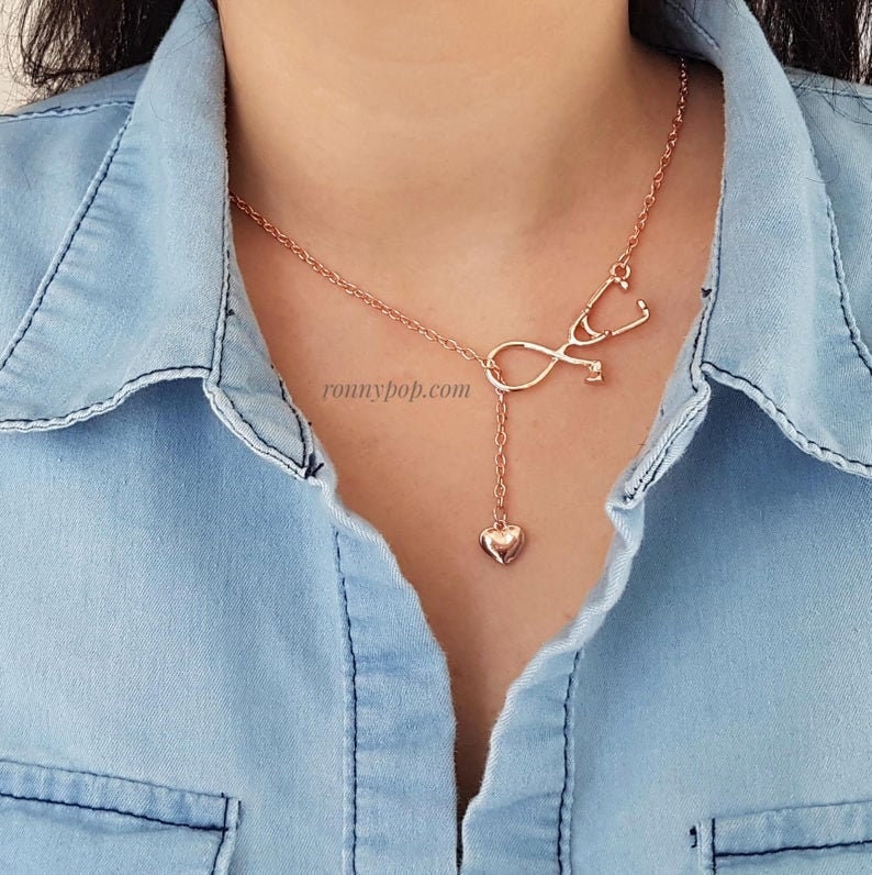 Stethoscope Necklace Heart Necklace 