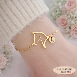 Horse & Initial Personalized Horse Bracelet Equestrian Jewelry Horse Mom Gift Personalized Gifts Graduation Gift Mother's Day Gift