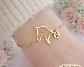 Horse & Initial Personalized Horse Bracelet Equestrian Jewelry Horse Mom Gift Personalized Gifts Graduation Gift Mother's Day Gift