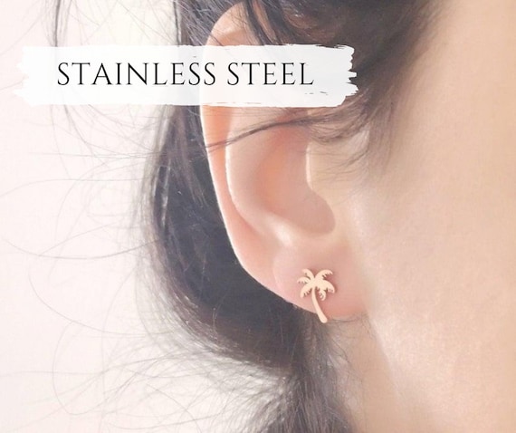 Palm Tree Earrings Palm Earrings Stainless Steel Tree Earrings Tree Jewelry Dainty Earrings Sister Gift Summer Jewelry Gift for Her BBF Git