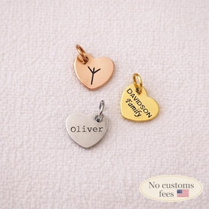 Heart Personalized 9x10mm Logo Charm Custom Tag Personalised Pendant in Stainless Steel