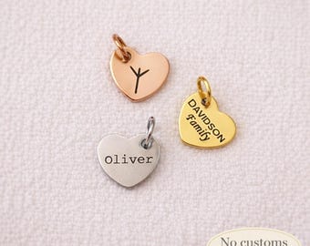 Heart Personalized 9x10mm Logo Charm Custom Tag Personalised Pendant in Stainless Steel
