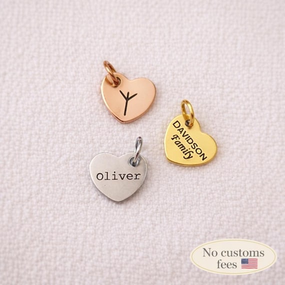 Heart Personalized 9x10mm Logo Charm Custom Tag Personalised Pendant in Stainless Steel