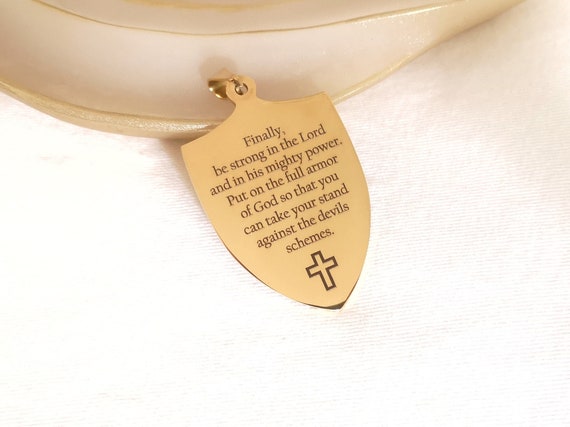 Personalized Shield Pendant Shield Charm in Stainless Steel Grandpa Gift Christmas Gift