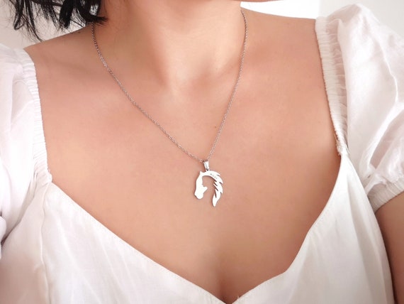 Personalized Cowgirl Necklace Personalized Horse Charm Necklace Mom Horse Gift Equestrian Jewelry Horse Mother's Day Gift Christmas Gift MO2