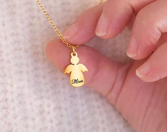 Personalized Little Angel Necklace Name Necklace, Memorial Necklace, Keepsake Jewelry, Mother's Day Gift, Christmas Gift, Angel Charm