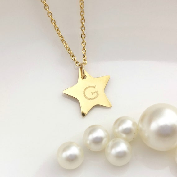 Personalized Star Necklace Initiale Necklace Star Jewelry Rock Necklace Symbol Necklace Christmas Gift Children Jewelry Custom Gift BBF Gift