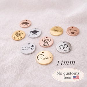 14mm Personalized Disc Personalized Charms Logo Coin Custom Charm Personalised Tag