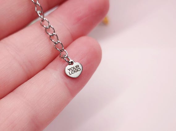 Tiny Heart Custom Tag Logo Lebel Charm Stainless Steel Pendant 5.5mmx5.5mm Jewelry Supplies Personalized Tag Heart Charm MOD104