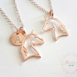 Initial Personalized Horse Necklace Engraved Disc Initial Jewelry Horse Necklace Personalized Gift Birthday Gift Custom Necklace image 3