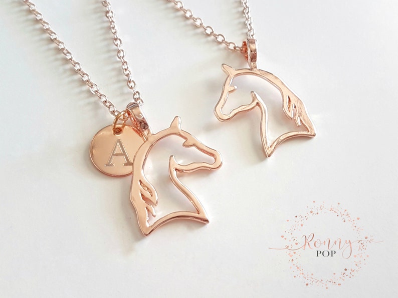 Initial Personalized Horse Necklace Engraved Disc Initial Jewelry Horse Necklace Personalized Gift Birthday Gift Custom Necklace image 3