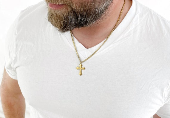 Personalized Engraved Cross Necklace in Stainless Steel for Men Christian Gifts for Men Father's Day Gift