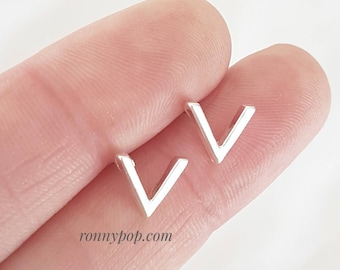 Chevron Earrings - Triangle Earring - Chevron Jewelry - V Earrings - Letter V - Dainty Earrings - Stud Earrings - Minimalist Jewelry - BFF