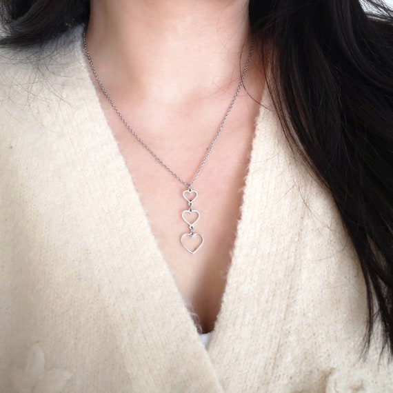 Three Generations Necklace Grandma Gift Family Jewelry Mother's Day Gift Mother Gift Christmas Gift Heart Necklace