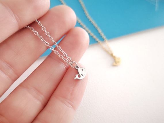 Tiny Whale Personalized Necklace Name Necklace Whale Jewelry Christmas Gift Custom Jewelry Personalized Gifts Children Necklace