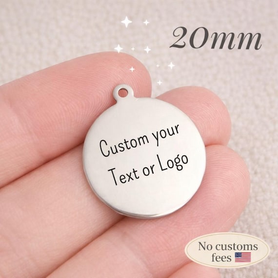 1/5/10/25/50/100/250/500PCS Logo Personalized Tag 20mm Custom Charms Bracelet Tag Bracelet Disc Stainless Steel Jewelry Supplies 6x10mm