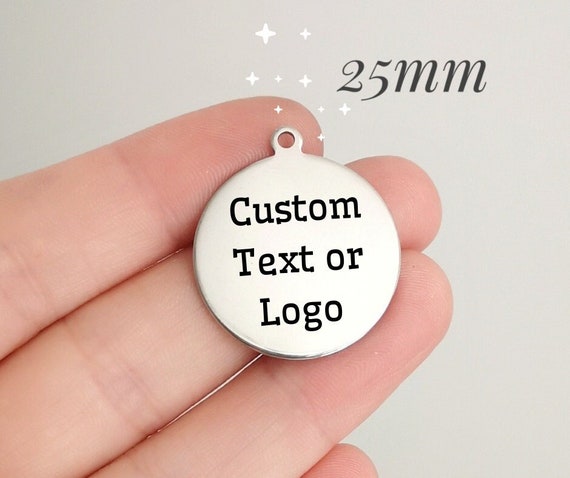 1/5/10/25/50/100/250/500PCS Logo Personalized Tag 25mm Custom Charms Bracelet Tag Bracelet Disc Stainless Steel Jewelry Supplies 6x10mm