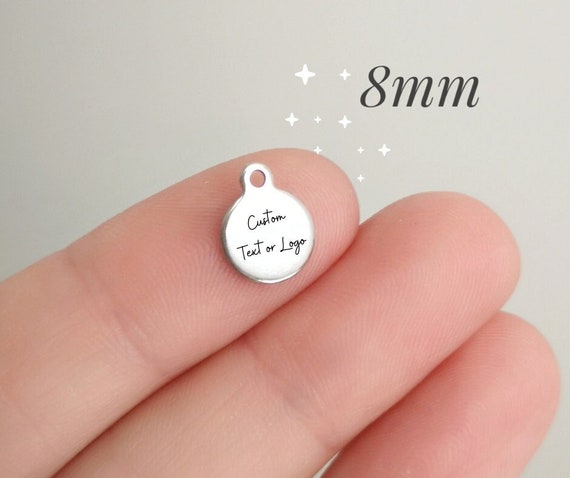 1/5/10/25/50/100/250/500PCS Logo Personalized Tag 8mm Custom Charms Bracelet Tag Bracelet Disc Stainless Steel Jewelry Supplies 6x10mm