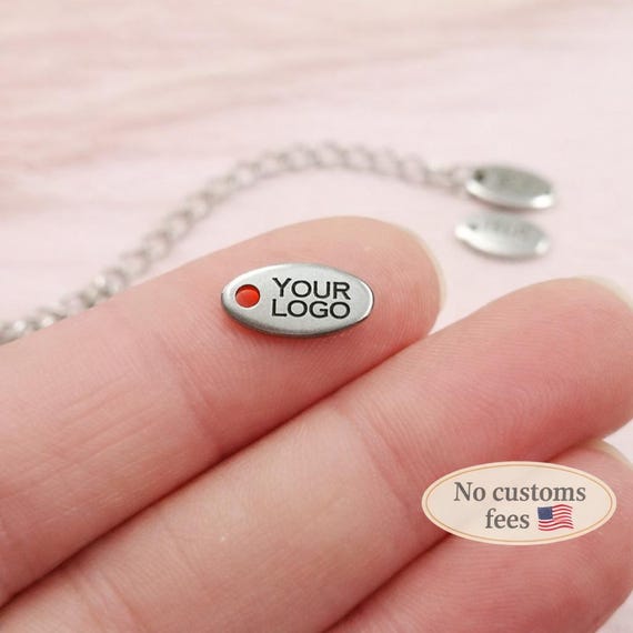 Mini Tag Oval Logo Extension Charm 5x9mm Stainless Steel Jewelry Supplies Charm Brand Customizable Logo Tag MOD108