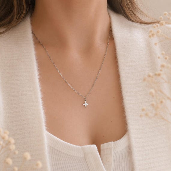 Tiny Personalized North Star Necklace Mini Star Charm Initial Necklace Celestial Jewelry Gift For Her Christmas Gift Mothers Day Gift