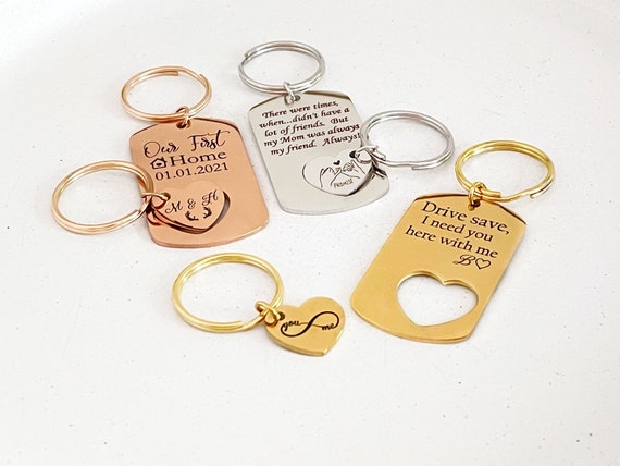 Set of Personalized Keychain Couple Keychain Housewarming Gift Mother & Daughter Gift