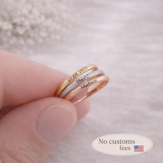 Personalized Thin Ring Custom Name Ring Stacking ring Minimalist Ring Dainty Ring Personalized Gift for Mom