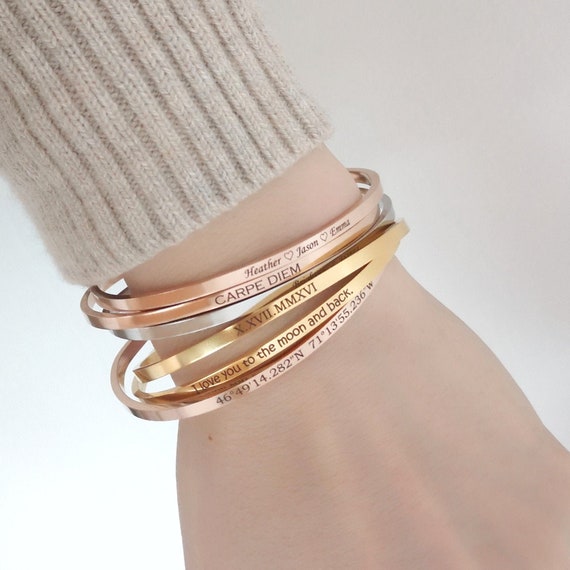 Dainty Personalized Bracelet Coordinates Bracelet Personalized Jewelry Bridesmaid Gift Friend Bracelet