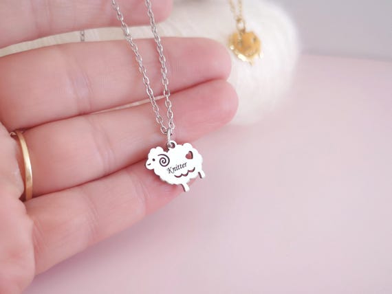 Personalized Sheep Necklace Knitter Gift Knitter Necklace Jewelry for Knitting Jewelry Stainless Steel Personalized Gifts Mother's Day Gift