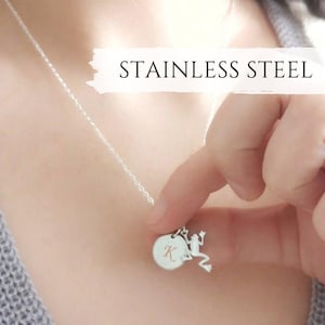 Tiny Frog Necklace Personalized Intial Necklace Snake Jewelry Best Friend Gift Custom Gift Name Necklace Sister Gift Birthday Gift BBF