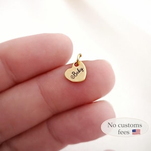 Tiny Heart Personalized 6x7mm Logo Charm Custom Tag Personalised Pendant in Stainless Steel
