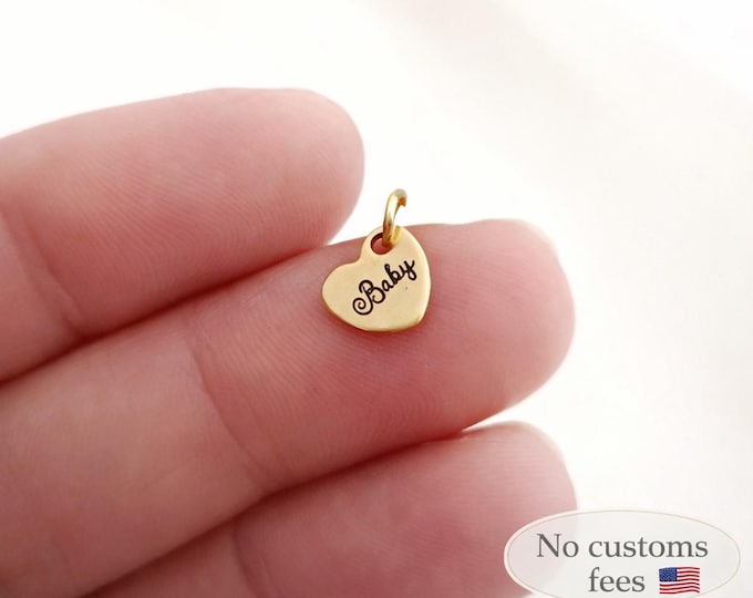 Tiny Heart Personalized 6x7mm Logo Charm Custom Tag Personalised Pendant in Stainless Steel