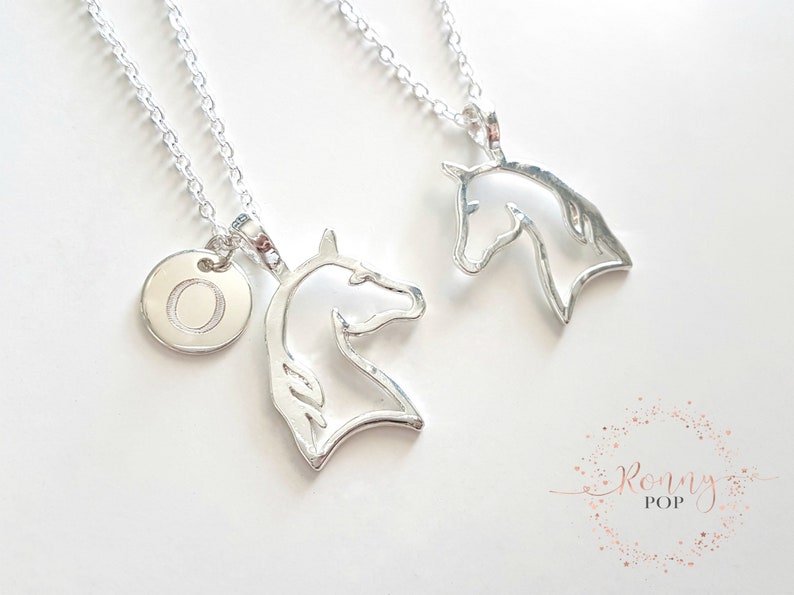 Initial Personalized Horse Necklace Engraved Disc Initial Jewelry Horse Necklace Personalized Gift Birthday Gift Custom Necklace image 4