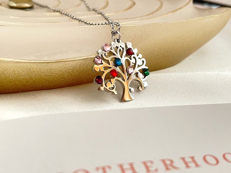 New Family Tree Necklace Birthstone Tree of Life Necklace Family Necklace Gift Family Grandmother Gift Mother's Day Gift Mother Necklace image 2