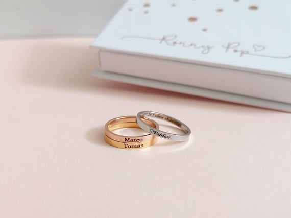 NEW! Personalized Thin Ring Custom Name Ring Stacking ring Minimalist Ring Dainty Ring Personalized Gift for Mom BA111
