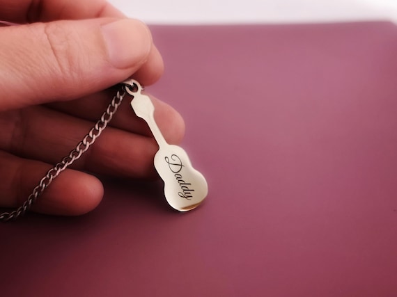 Personalized Guitar Necklace Father's Day Gift Guitarist Gift Christmas Gift Jewelry for Men Brother Gift Guitar Charm Rock & Roll