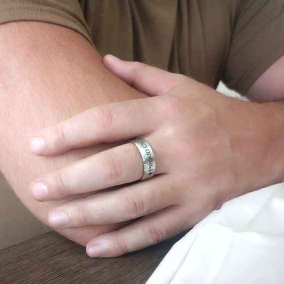 Mens Rings Serenity Prayer Ring Sobriety Gift Stainless Steel Ring Personalized Ring Father's Day  Gift BA106