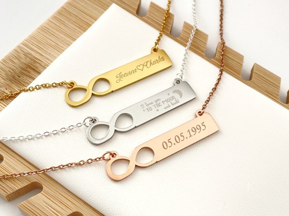 Infinity Necklace with Names Personalized Gift Bridesmaid Gift Wedding Jewelry Mother Gift