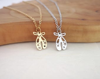 Personalized Ballerina Slipper Necklace Dancer Necklace Ballerina Gift Birthday Gift Custom Jewelry Dancing Necklace Christmas Gift