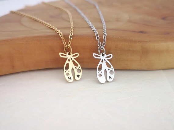 Personalized Ballerina Slipper Necklace Dancer Necklace Ballerina Gift Birthday Gift Custom Jewelry Dancing Necklace Christmas Gift