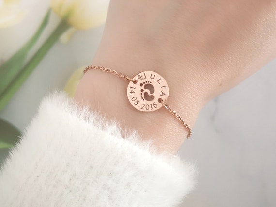 Personalized Baby Foot Bracelet Name Bracelet Family Jewelry Personalized Jewelry Mother's Day Gift 