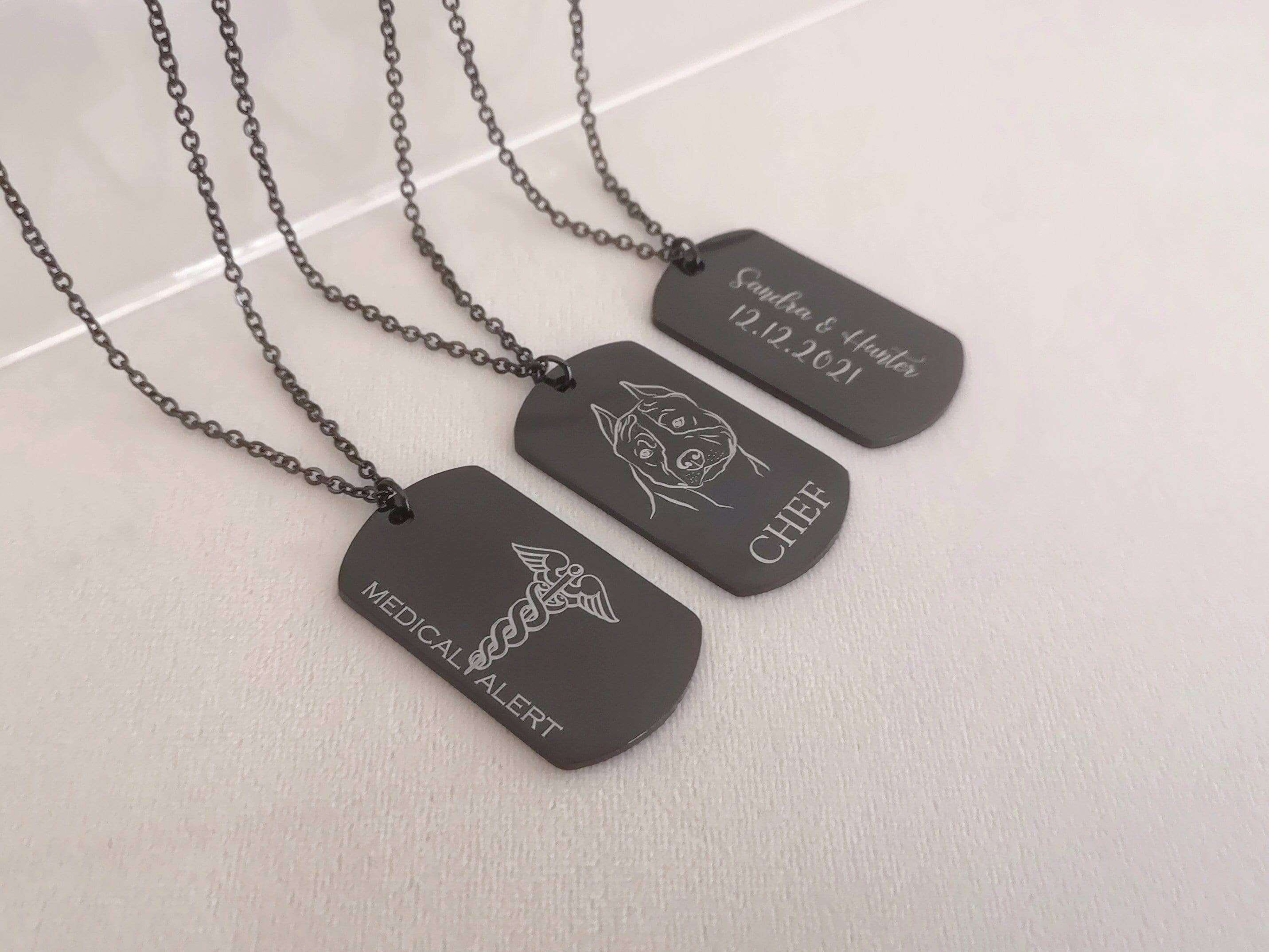 MILITARY DOG TAGS - EMBOSSED PERSONALISED FREE !