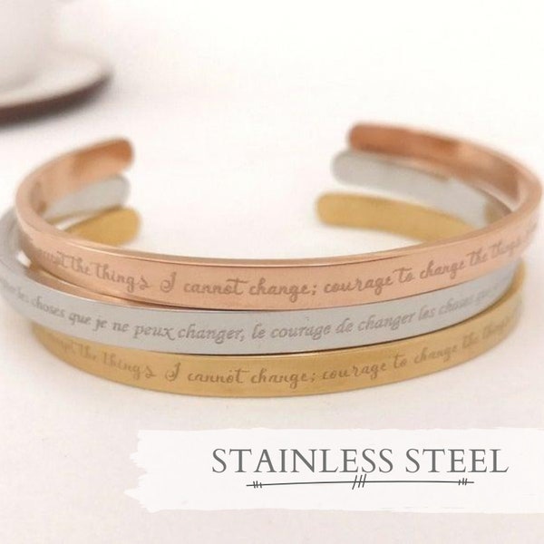 Serenity Prayer Bracelet AA Alcoholics Anonymous Stainless Steel Bangle Anniversary Gift Personalized Bracelet Custom Engraving Bracelet