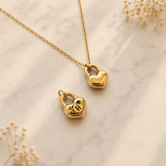 Personalized Heart Lock Necklace Custom Heart Pendant Gift for Her Mom Gift Couple Gift Christmas Gift Mother's Day Gift Padlock Charm Love