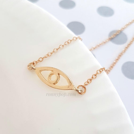 14K Jaune Or Massif enregistrer et vous protéger du mal Mauvais oeil Chaîne Bracelet 7+1/"