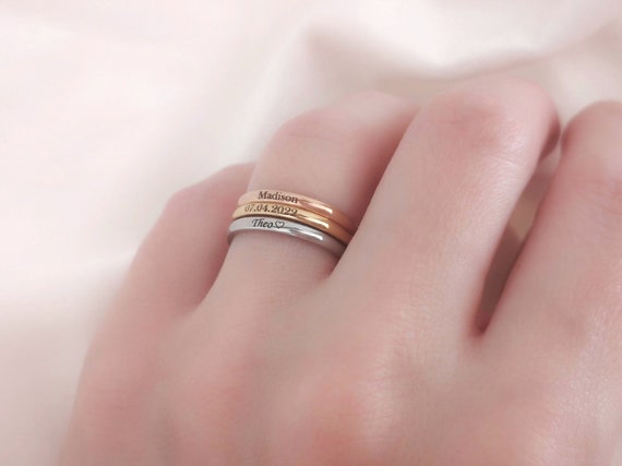 Diamond Barcode Ring With Name Inside |