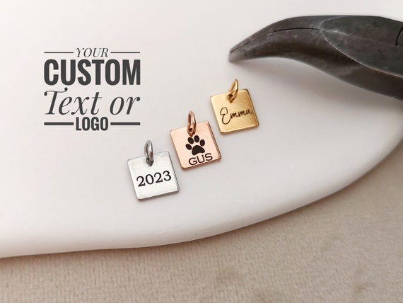 1/5/10/25/50/100/250/500PCS Logo Personalized Tag Custom Charms Bracelet Tag Square Bracelet Stainless Steel Jewelry Supplies 7x7mm